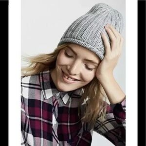 Free People Rory  beanie slouch Hat ribbed knit